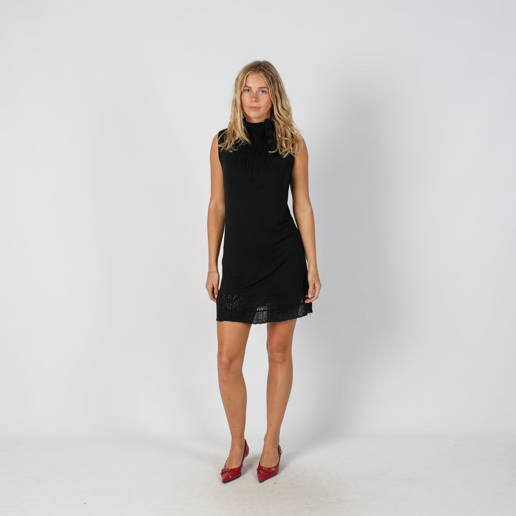 Black Y2K Woven Mini Dress (S)