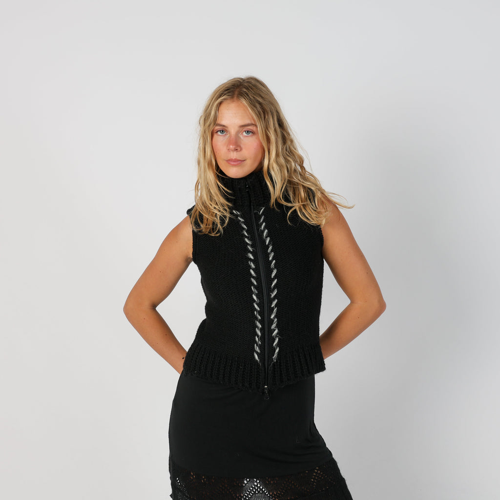 Black Y2K Knitted Vest (S)