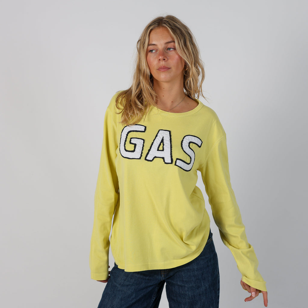 Yellow Y2K GAS Long Sleeve Top (L)