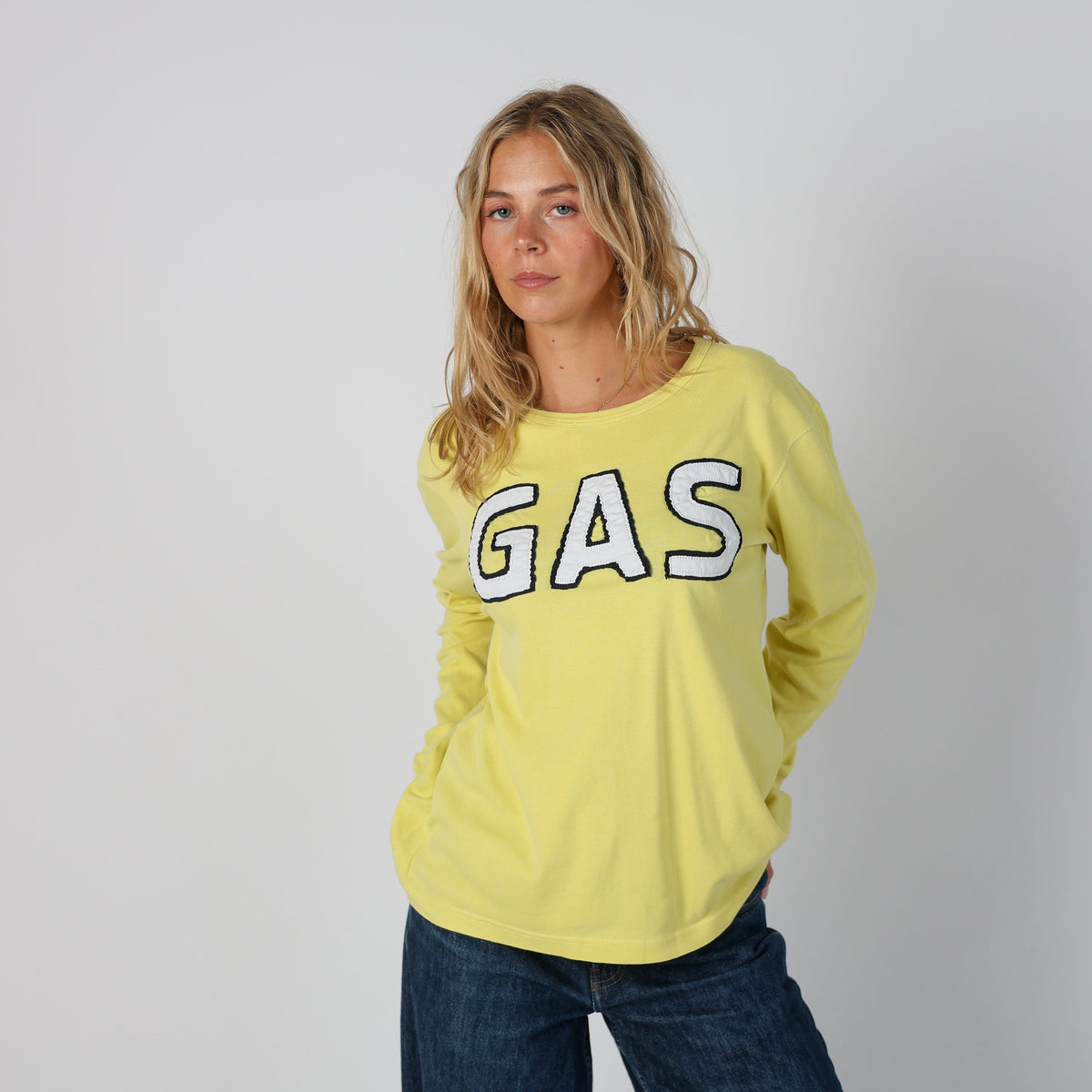 Yellow Y2K GAS Long Sleeve Top (L)