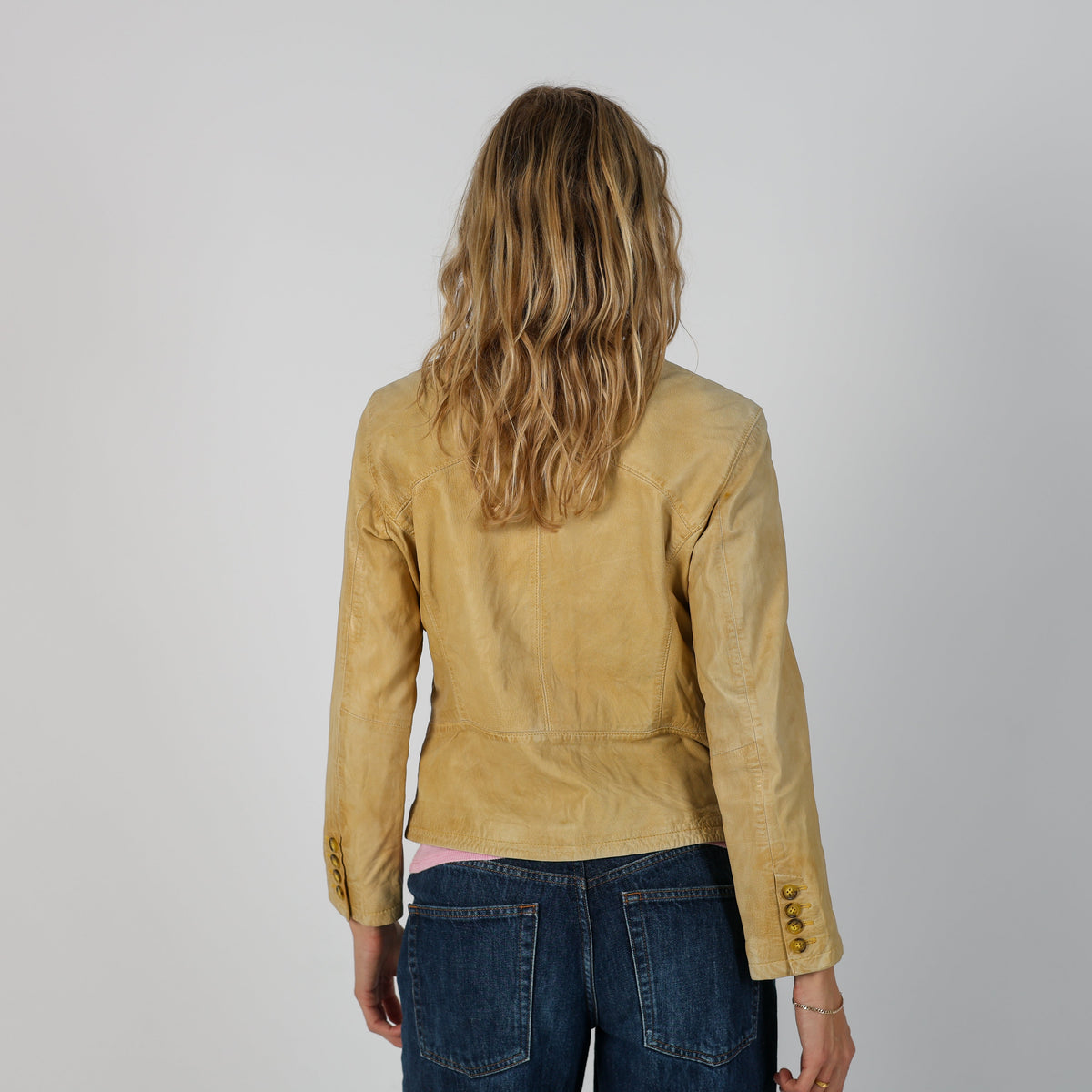 Yellow Y2K Made in Italy Leather Jacket Faux leather (M)