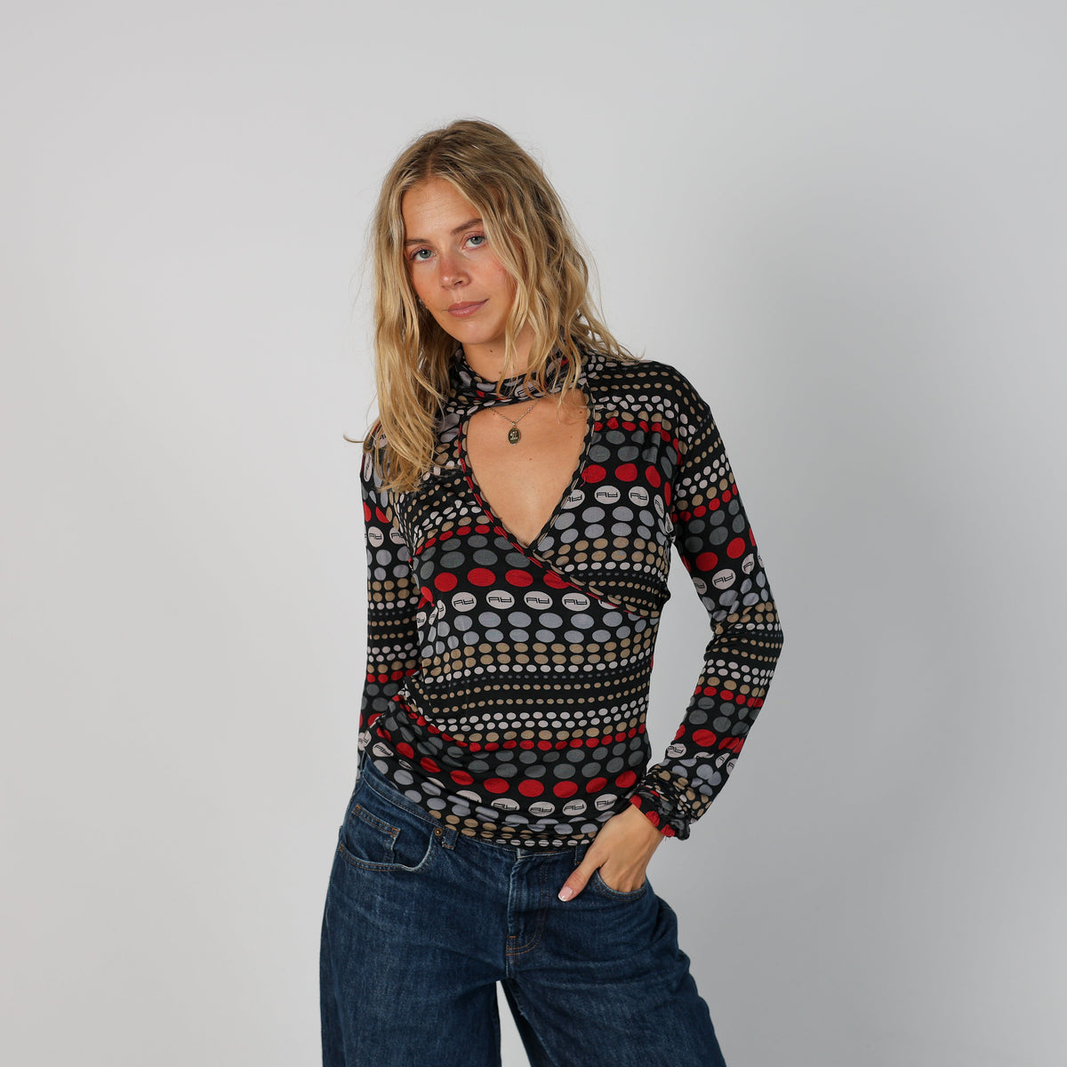 Black Y2K Artigli Long Sleeve Top (M)