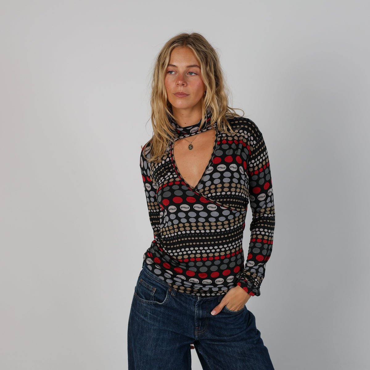 Black Y2K Artigli Long Sleeve Top (M)