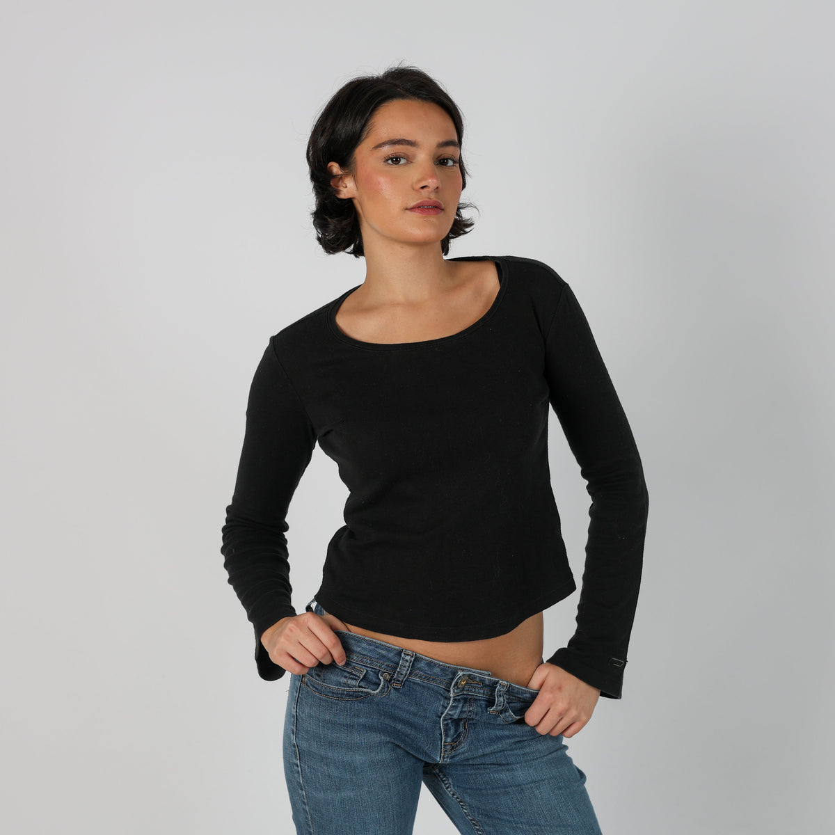Black Y2K Diesel Long Sleeve Top (S)