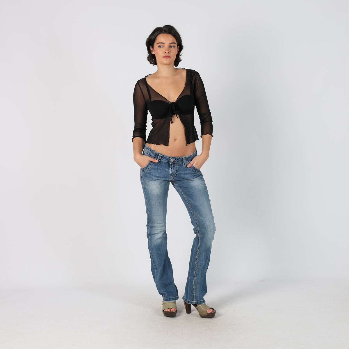 Blue Y2K Silver Bootcut Jeans (M)