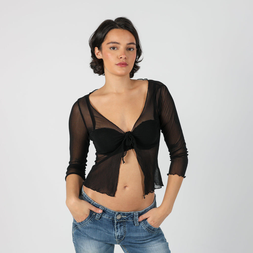 Black Y2K Terranova Cardigan Semi-sheer (XS)