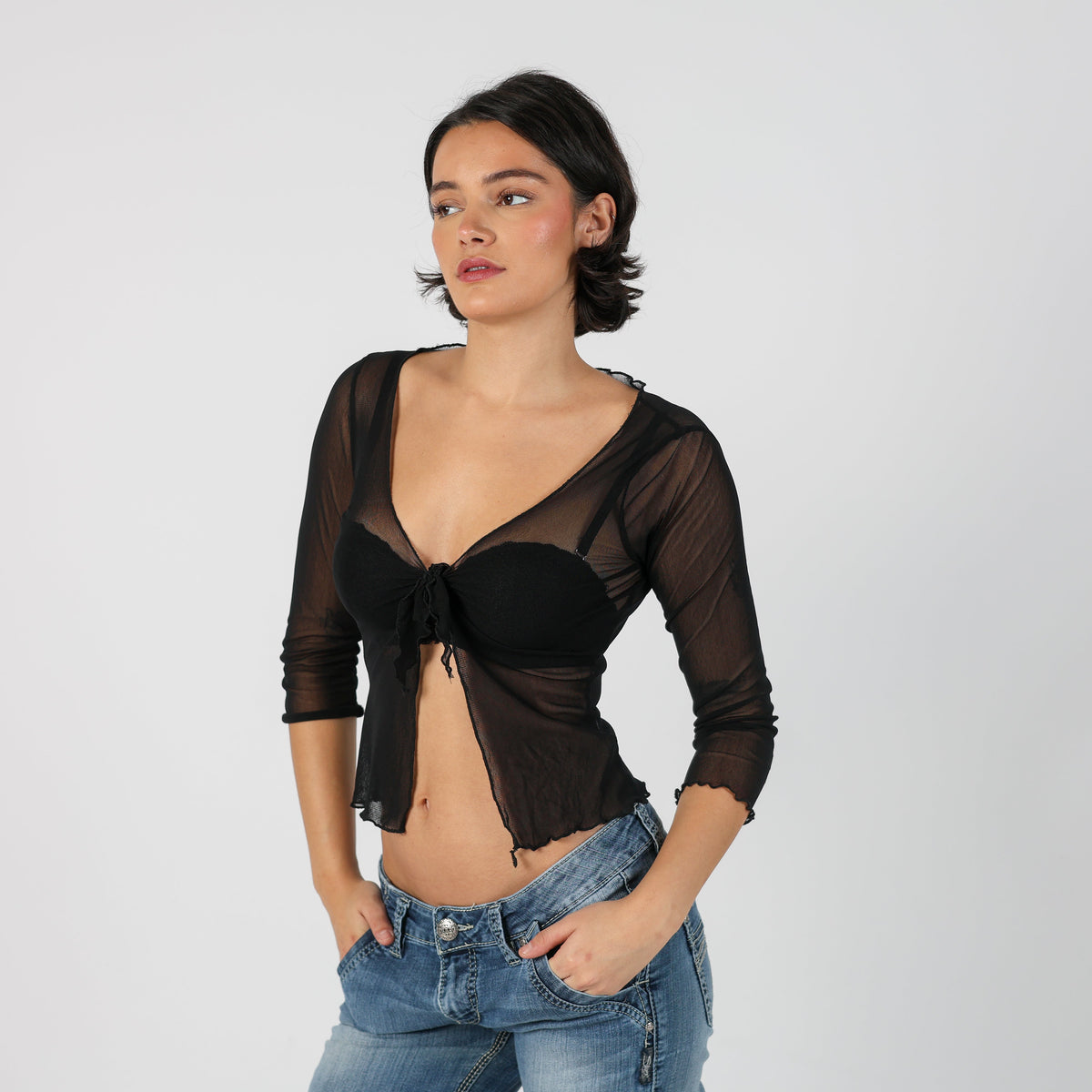 Black Y2K Terranova Cardigan Semi-sheer (XS)