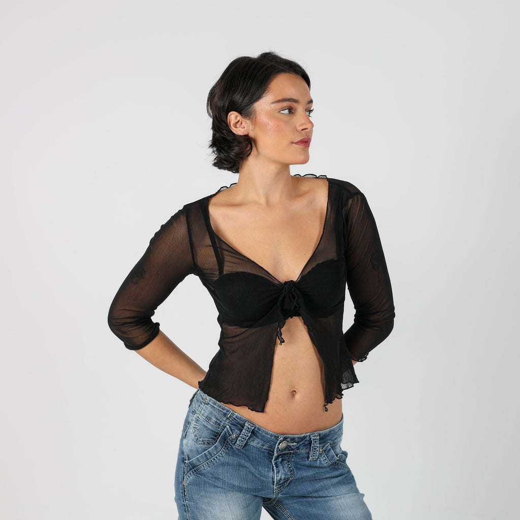 Black Y2K Terranova Cardigan Semi-sheer (XS)