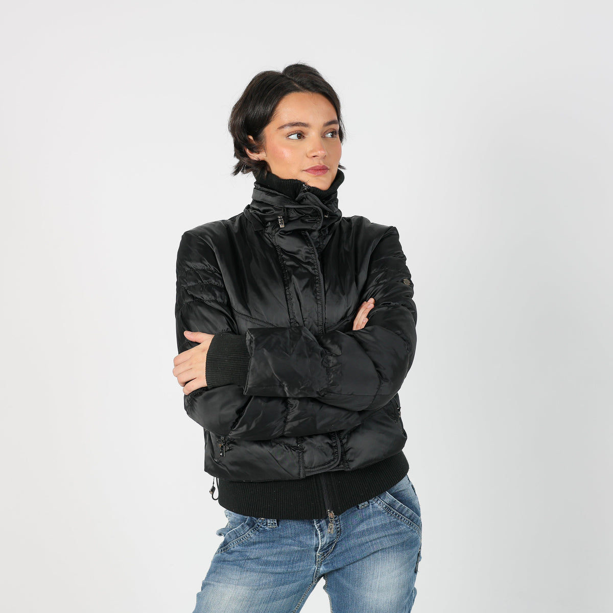 Black Y2K Giorgia & Johns Puffer Jacket (M)