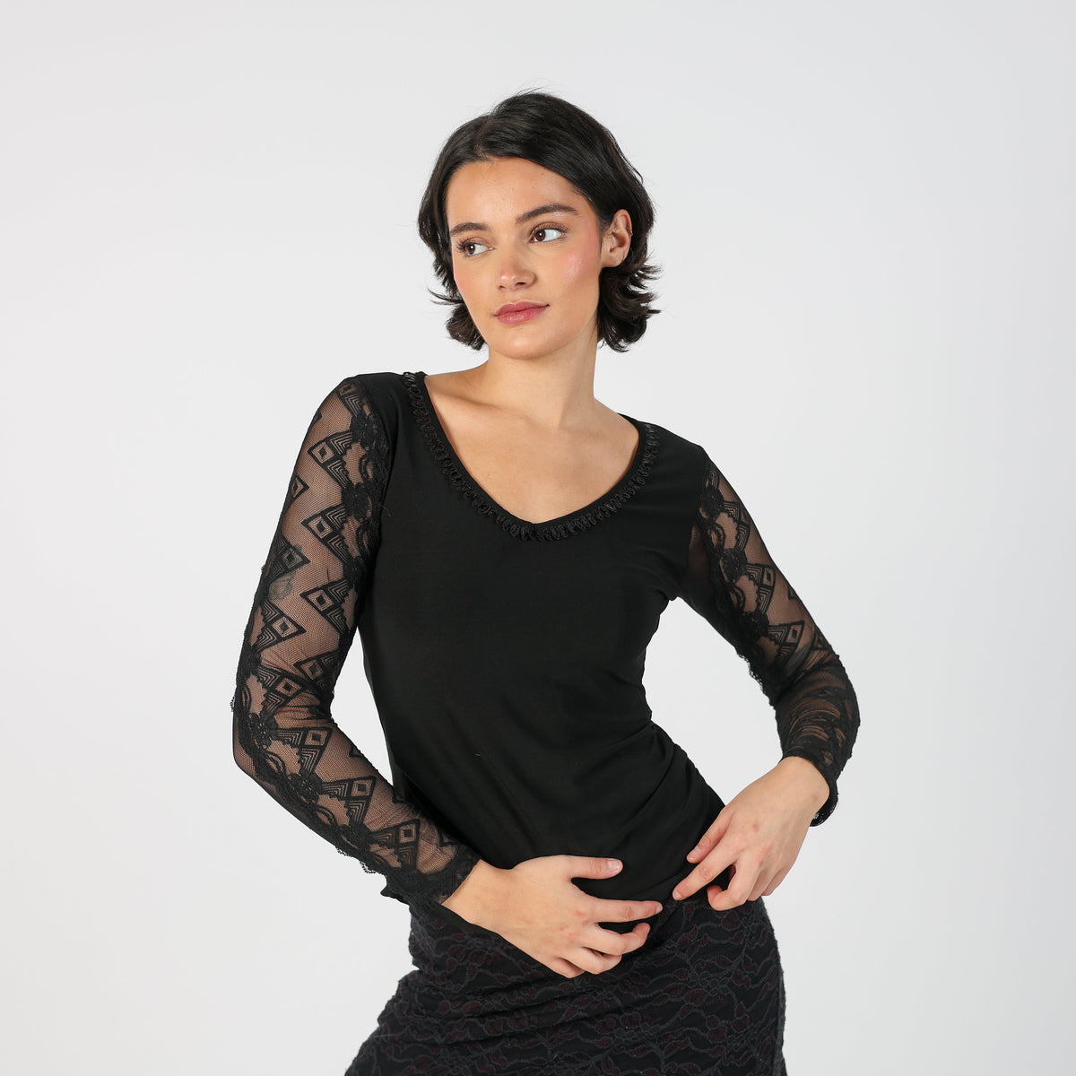 Black Y2K Long Sleeve Top (S)