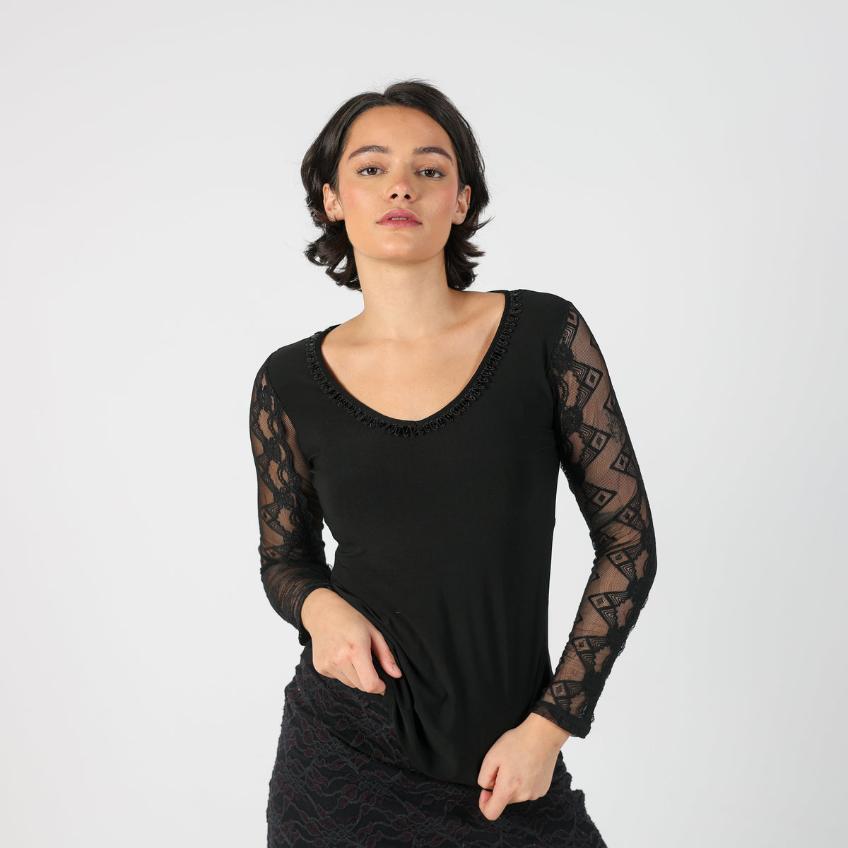 Black Y2K Long Sleeve Top (S)