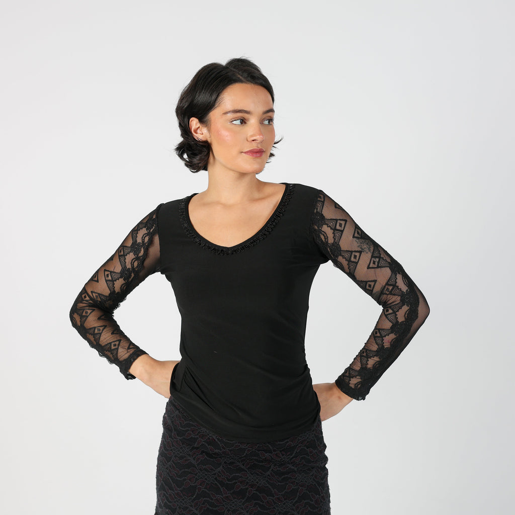 Black Y2K Long Sleeve Top (S)