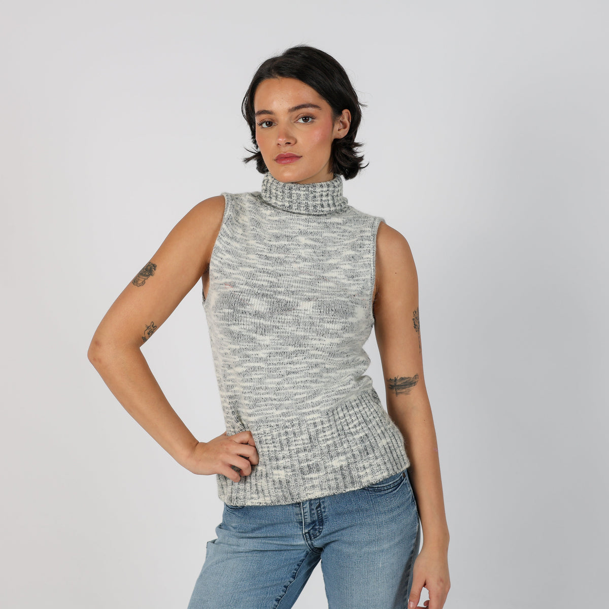 Grey Y2K Knitted Vest (S)