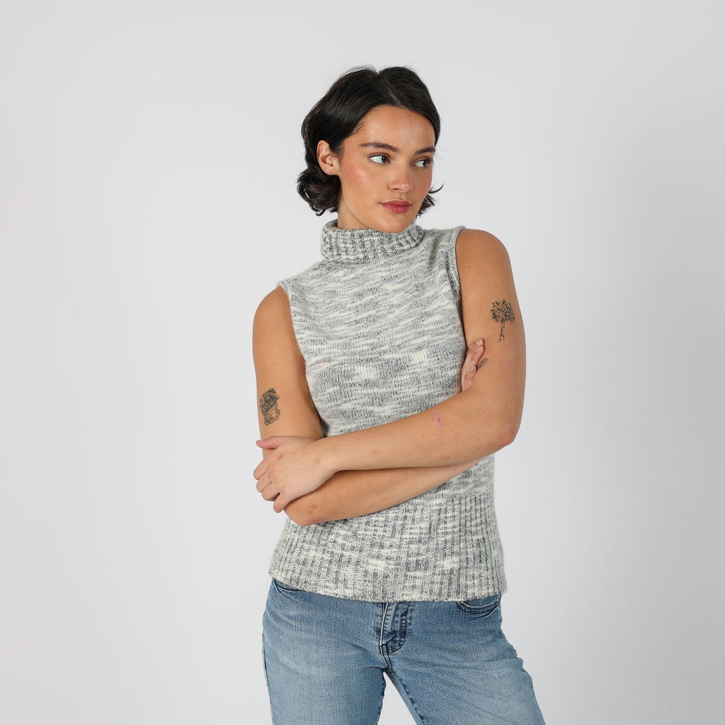 Grey Y2K Knitted Vest (S)