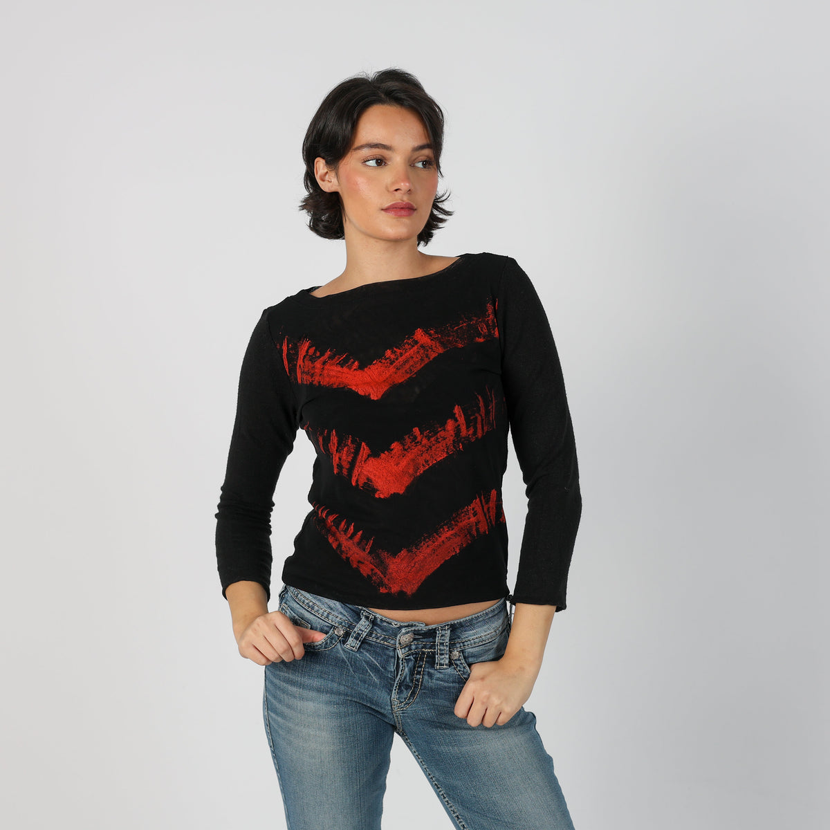 Black Y2K Long Sleeve Top (S)