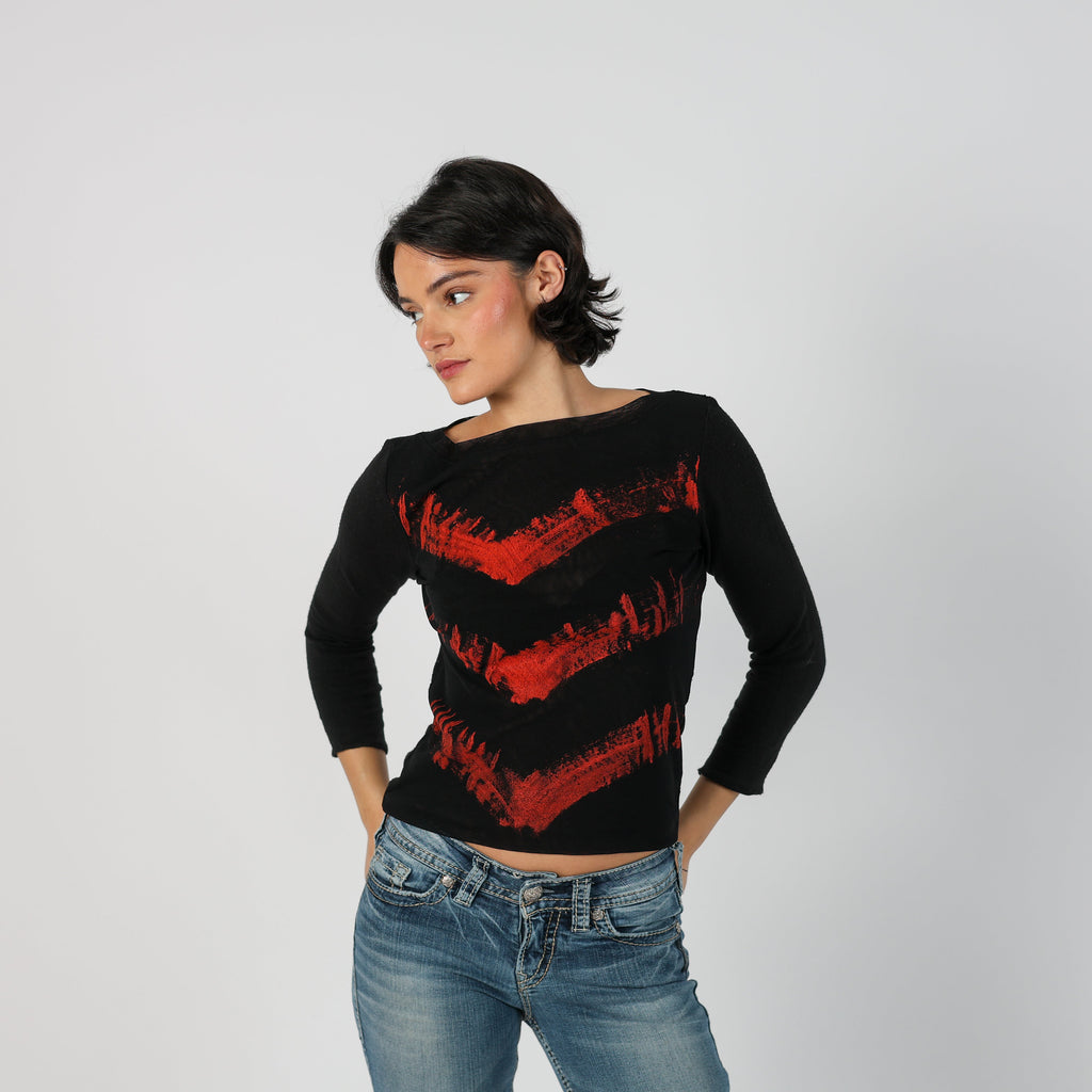 Black Y2K Long Sleeve Top (S)