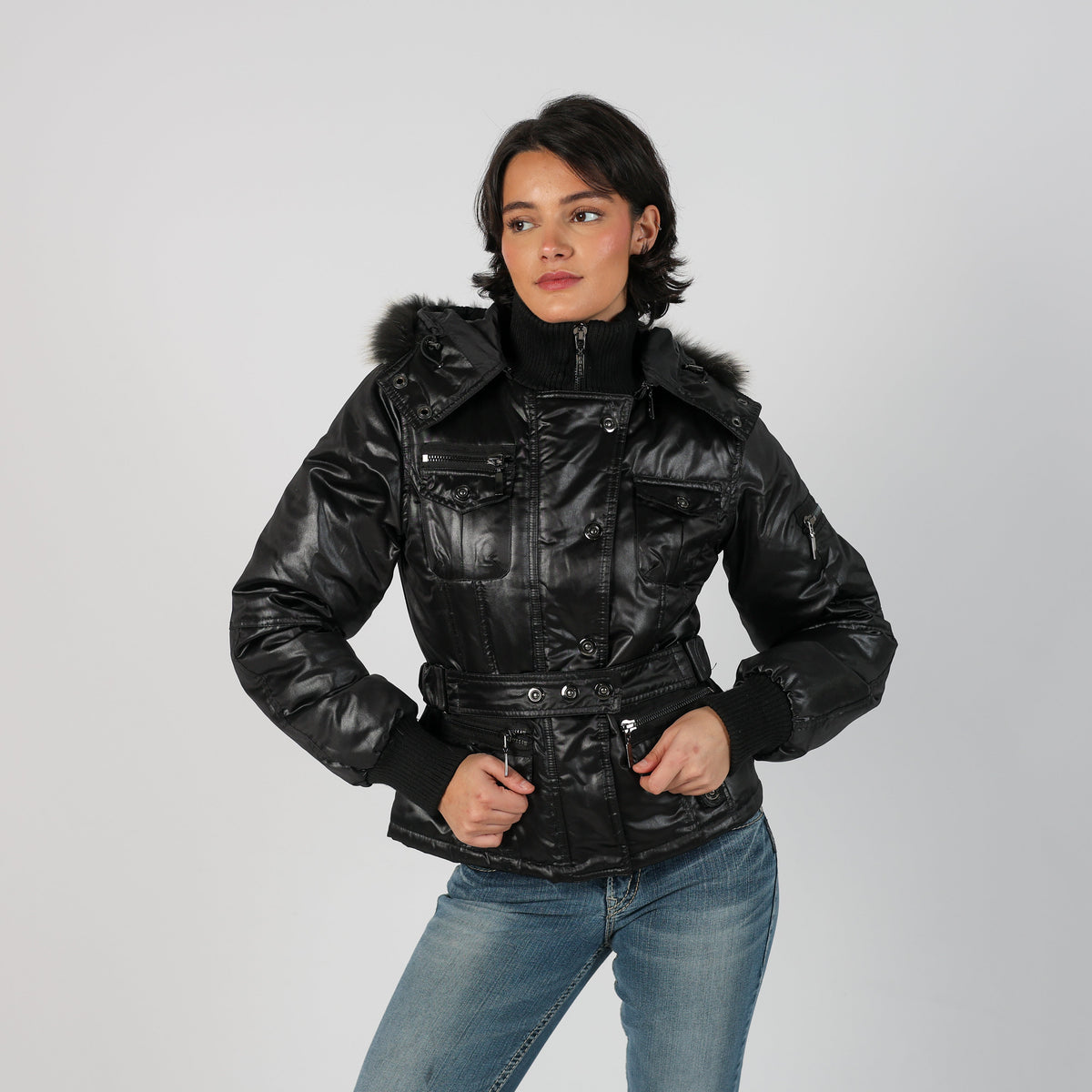 Black Y2K PHARD Puffer Jacket (M)