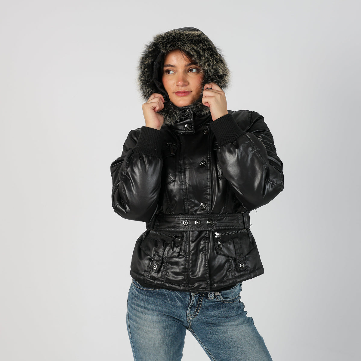 Black Y2K PHARD Puffer Jacket (M)