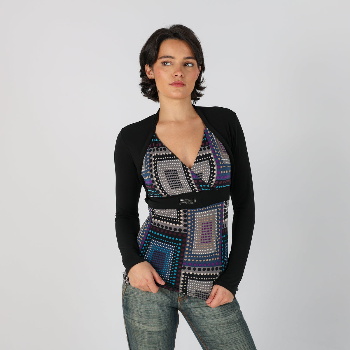 Black Y2K Artigli Long Sleeve Top (S)