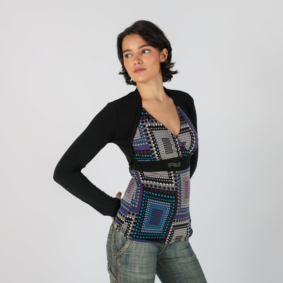 Black Y2K Artigli Long Sleeve Top (S)