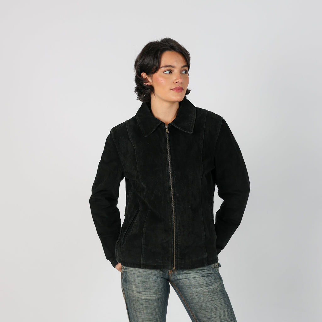 Black Y2K Effetti Suede Jacket (M)