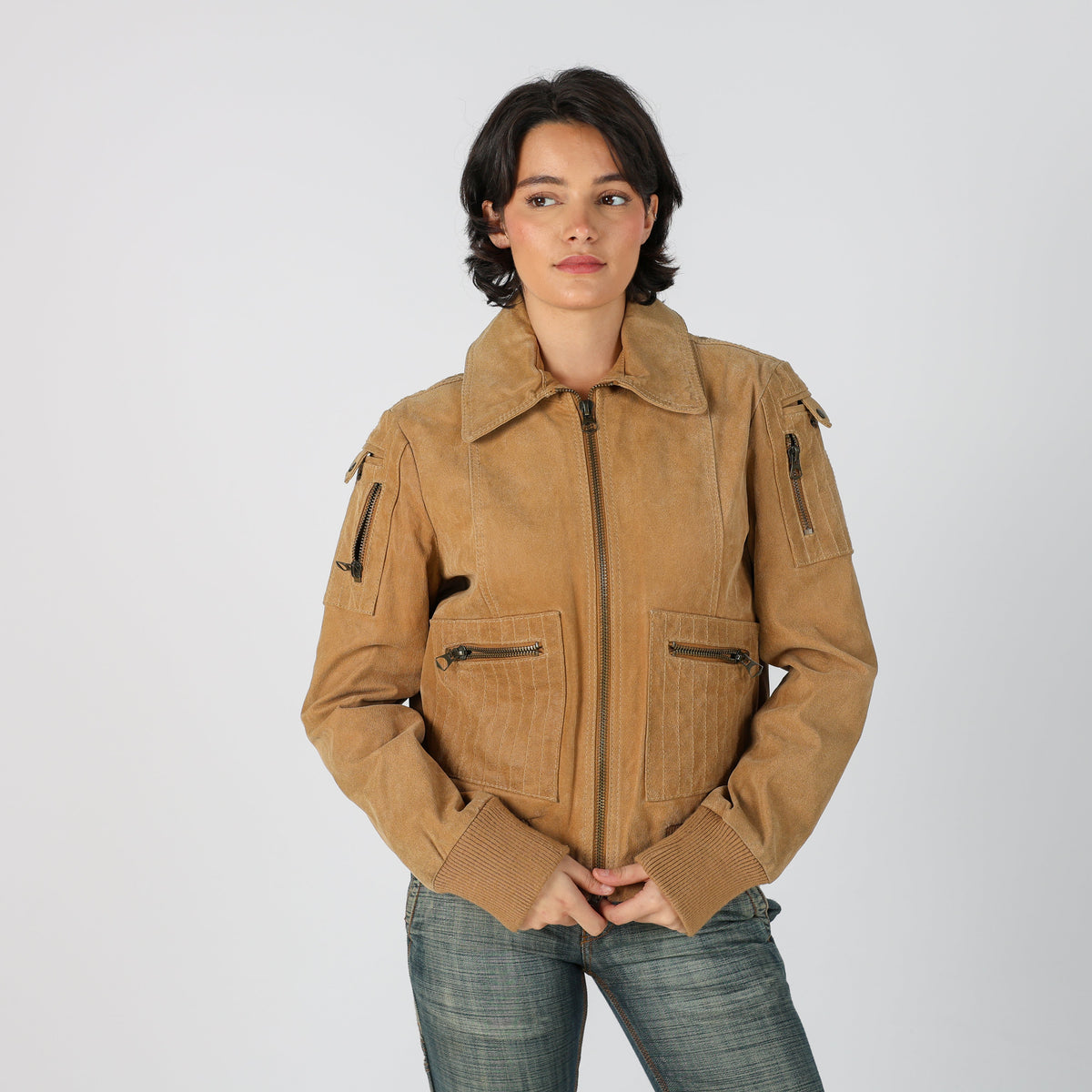 Tan Y2K Oviesse Suede Jacket (M)