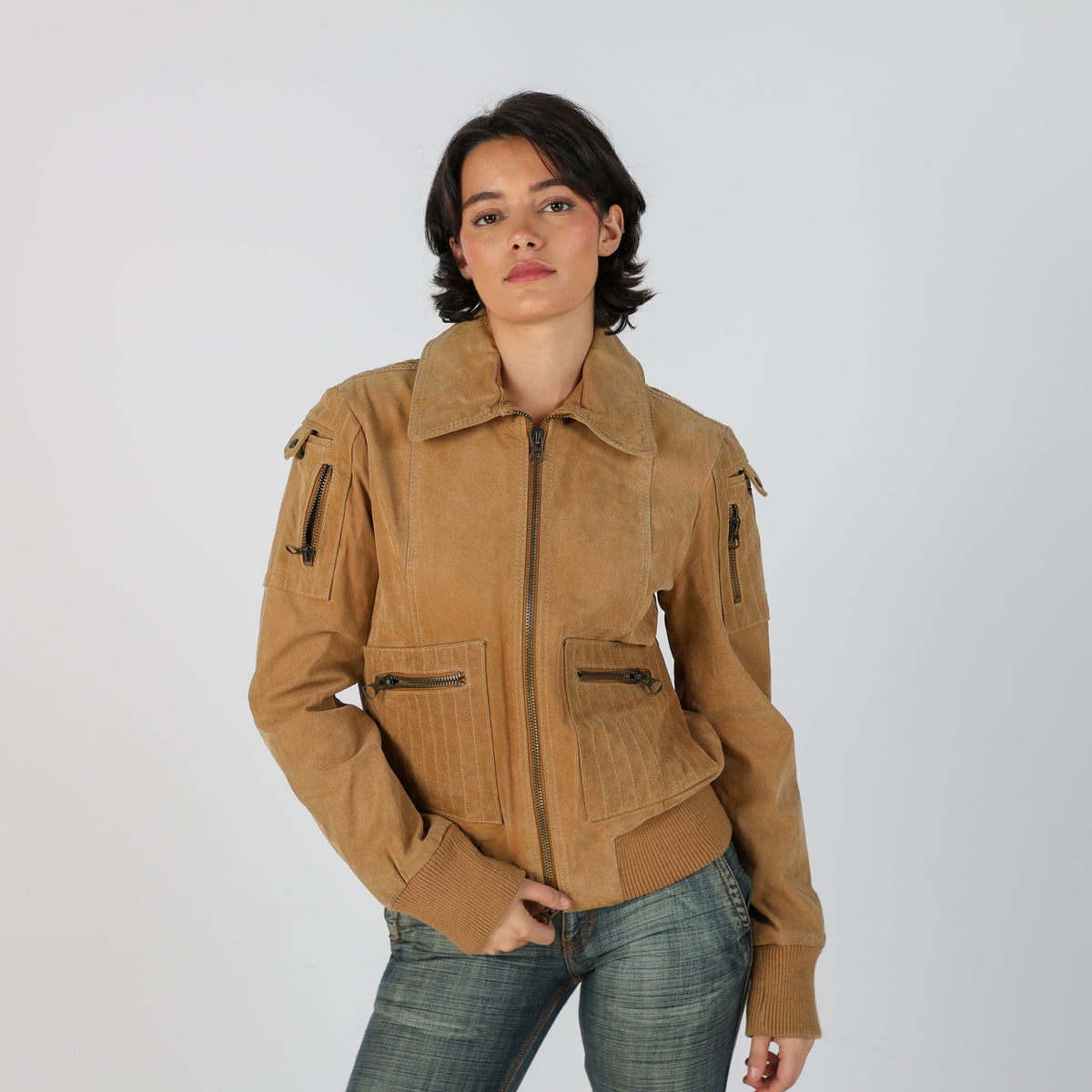Tan Y2K Oviesse Suede Jacket (M)