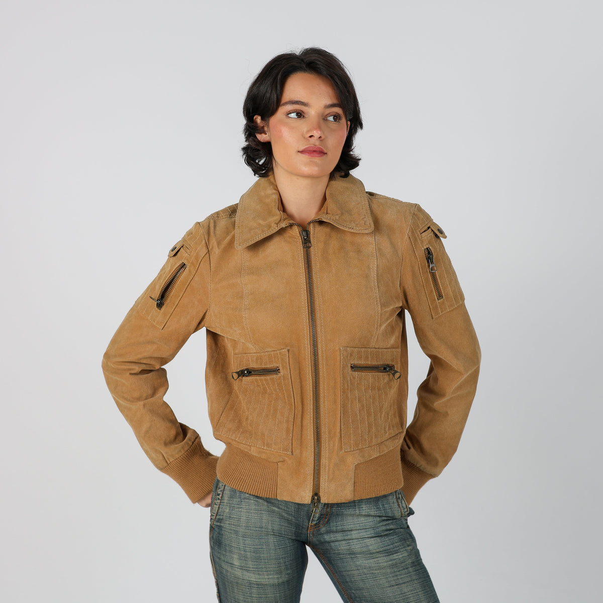 Tan Y2K Oviesse Suede Jacket (M)