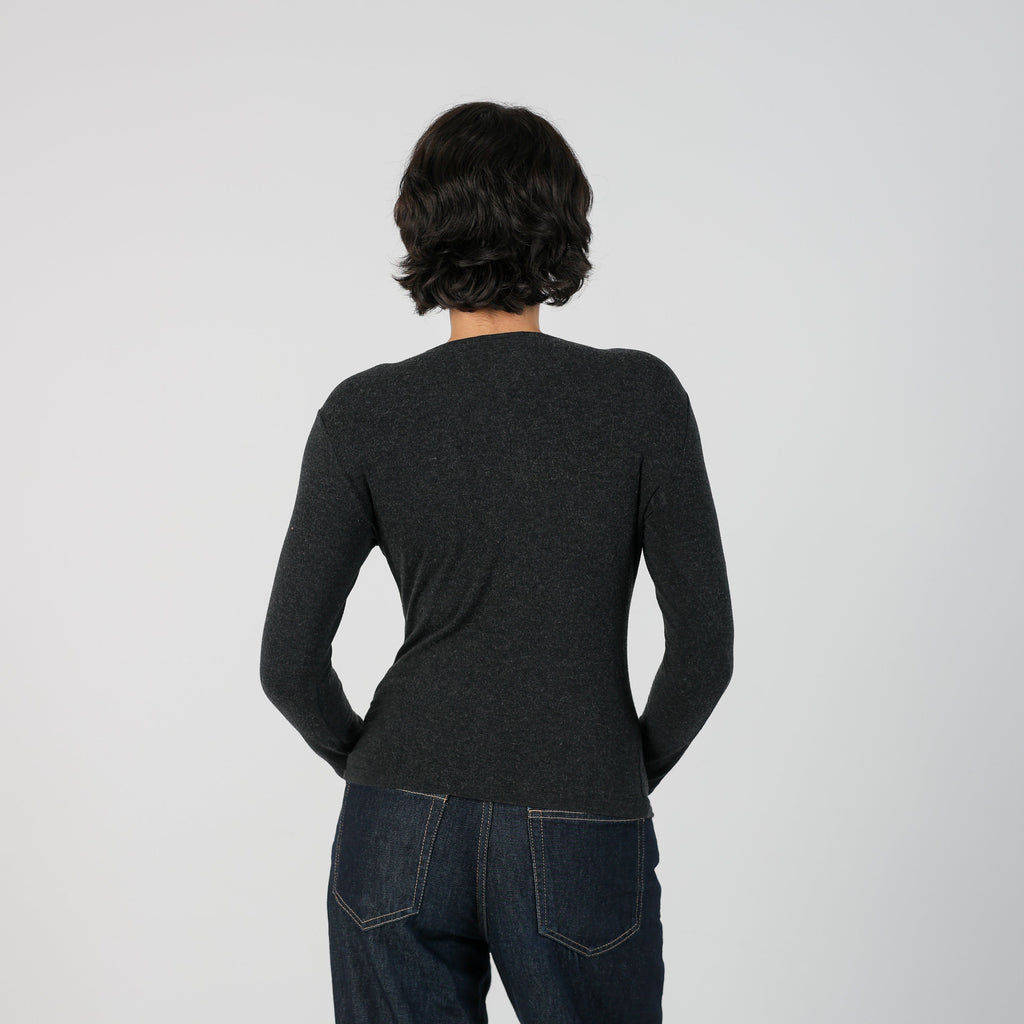Black Y2K Made in Italy Long Sleeve Top (M)