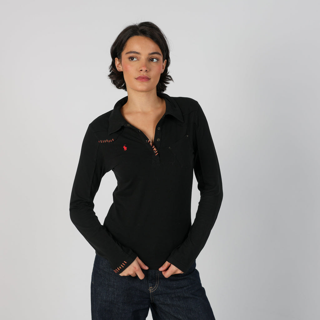Black Y2K Polo Sport Ralph Lauren Long Sleeve Top (M)