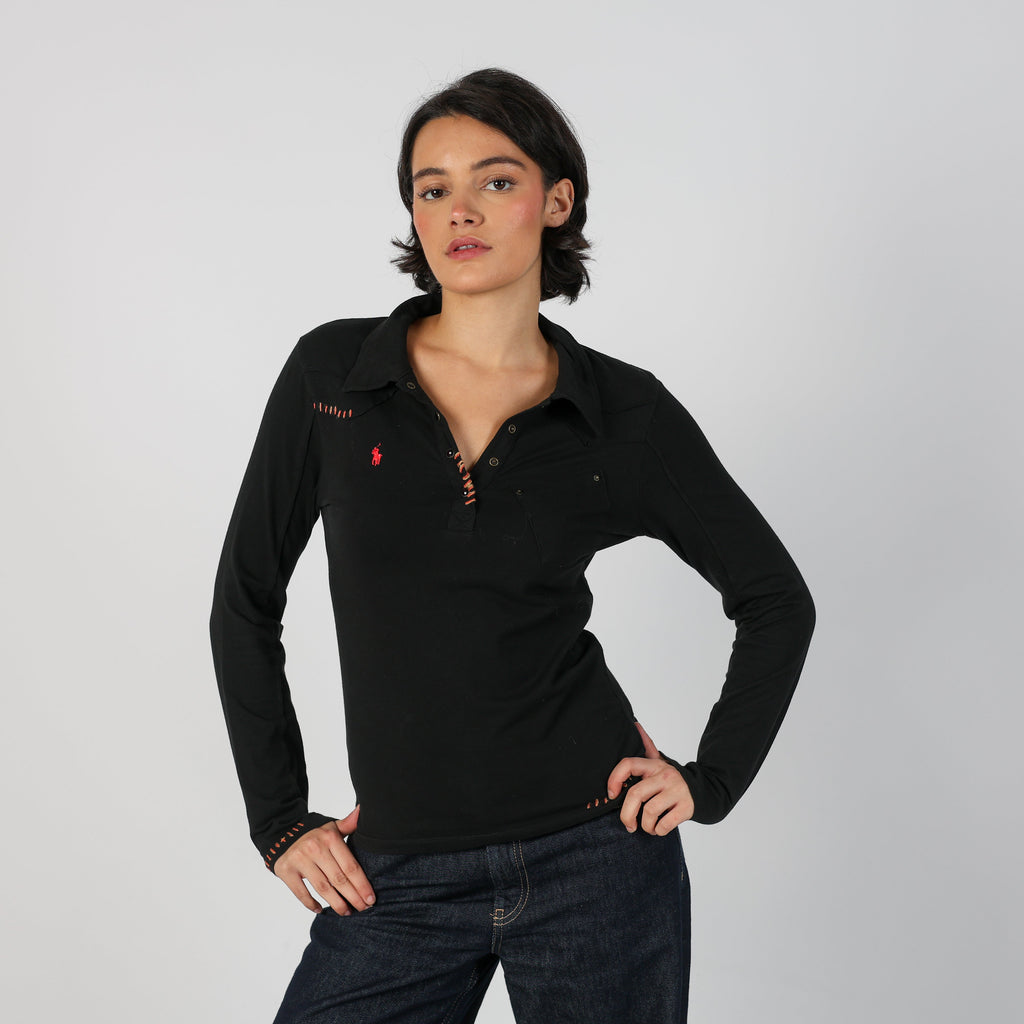 Black Y2K Polo Sport Ralph Lauren Long Sleeve Top (M)