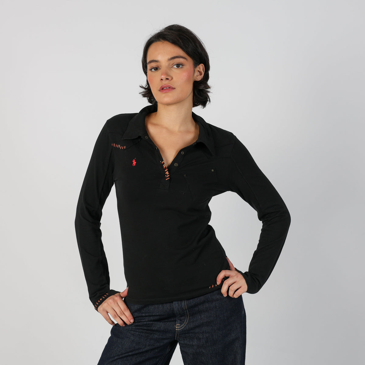Black Y2K Polo Sport Ralph Lauren Long Sleeve Top (M)