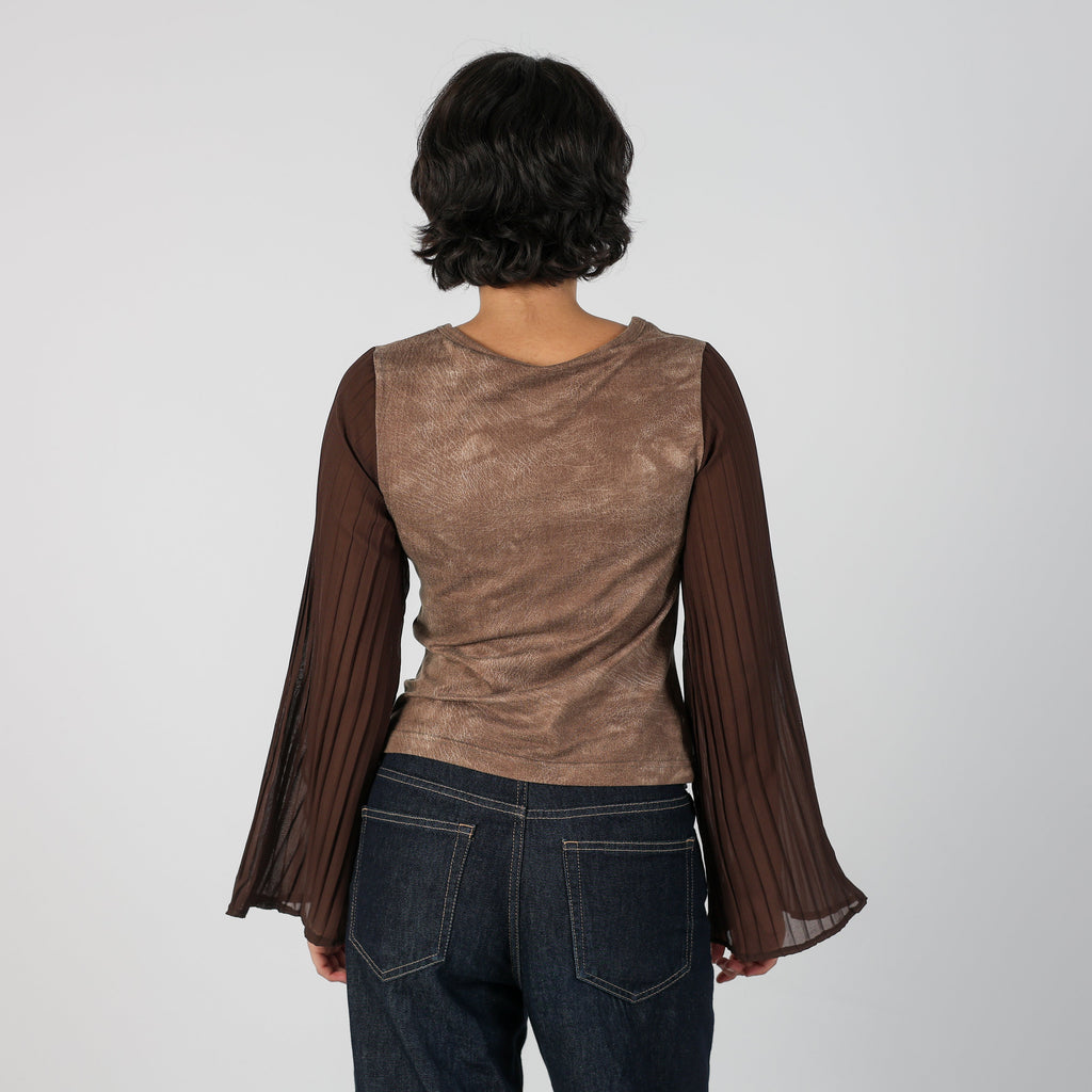 Tan Y2K Long Sleeve Top (S)