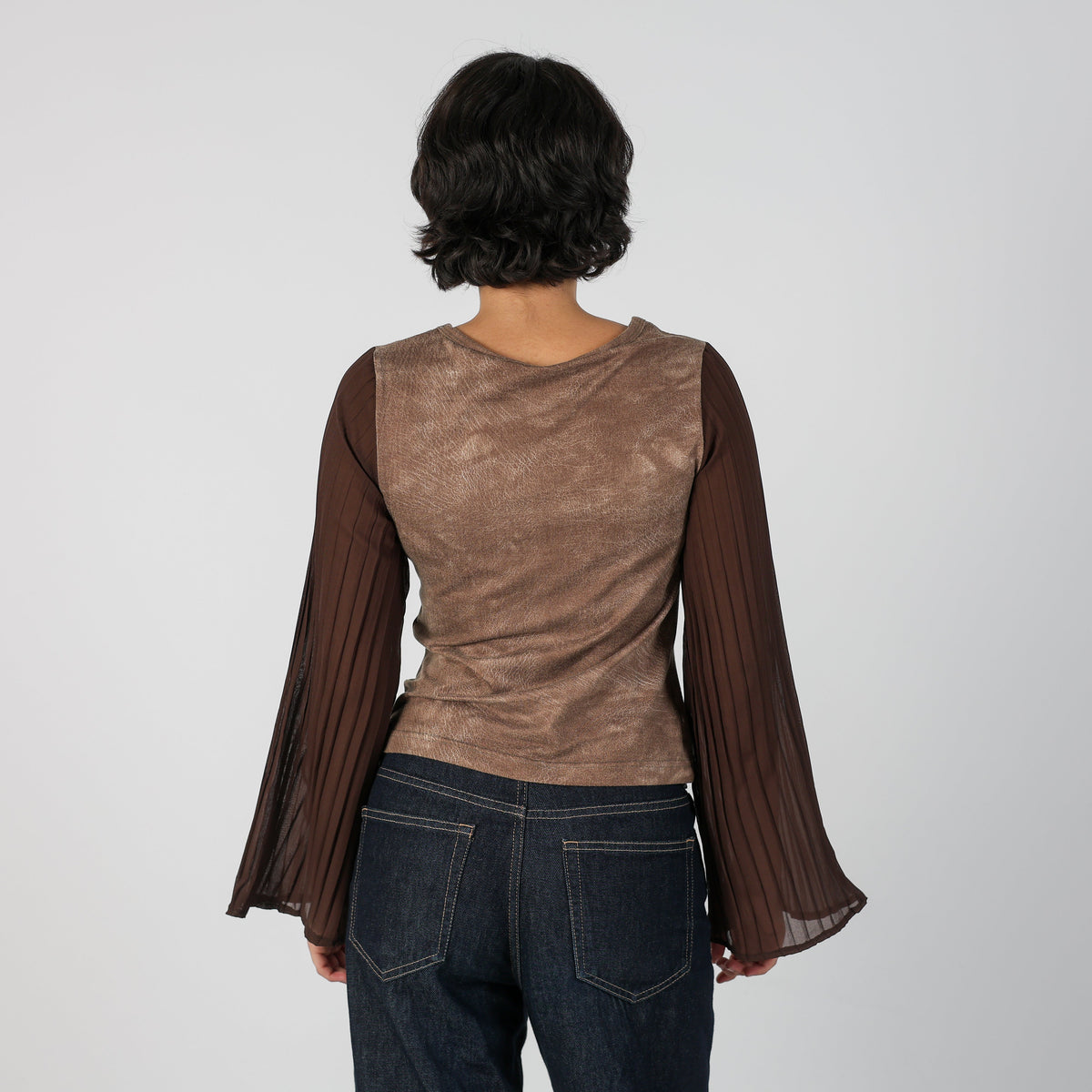 Tan Y2K Long Sleeve Top (S)