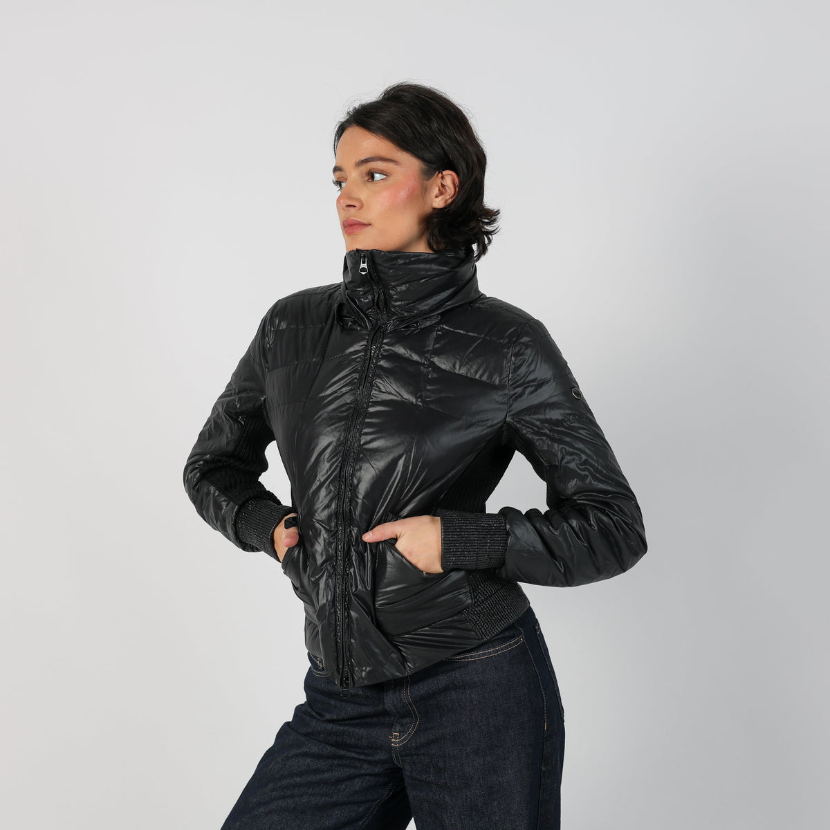 Black Y2K Pinko Puffer Jacket (M)