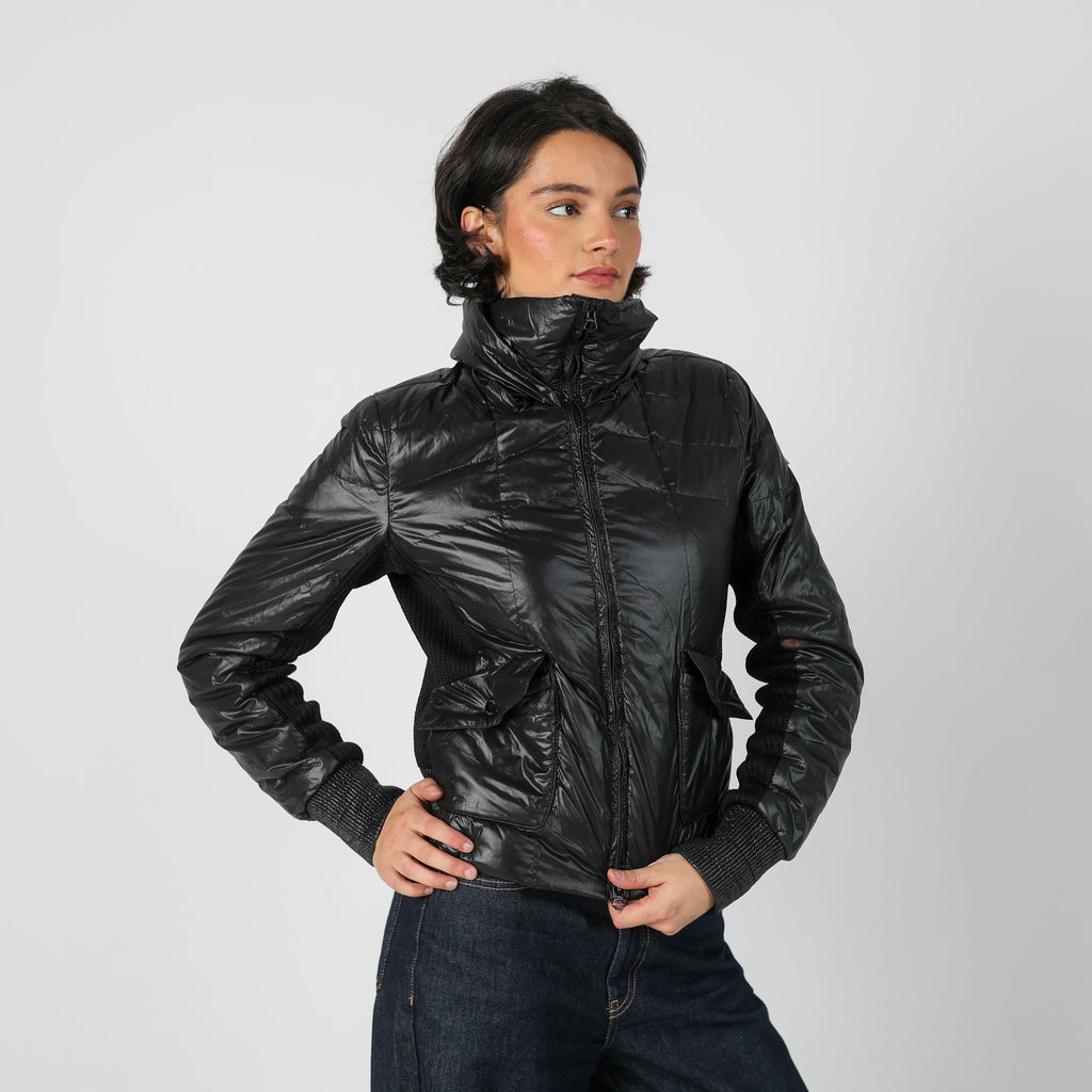 Black Y2K Pinko Puffer Jacket (M)