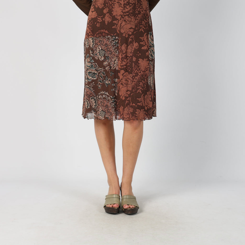 Brown Y2K Amati Chic Woven Midi Dress (M)