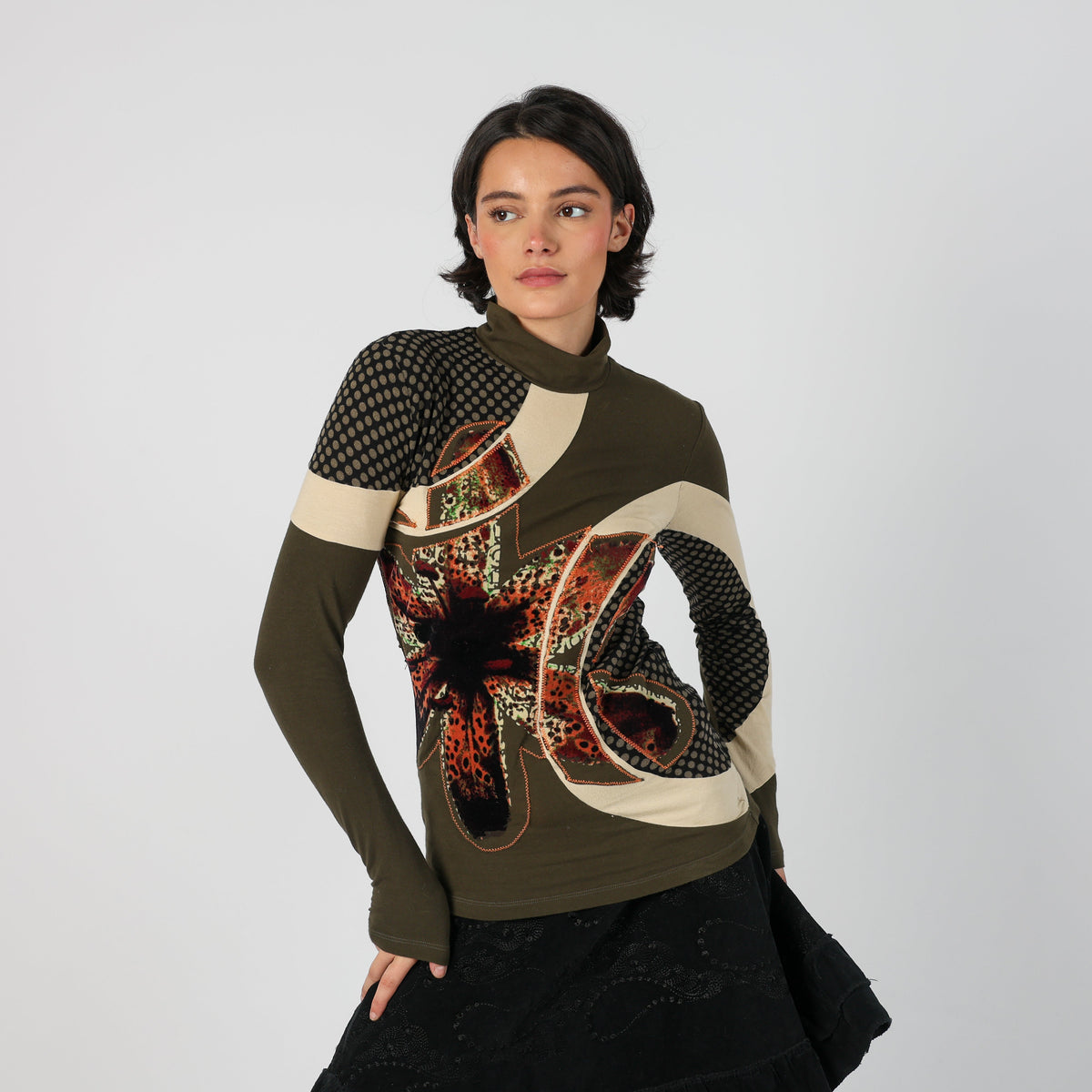 Dark Green Y2K PianuraStudio Long Sleeve Top (S)