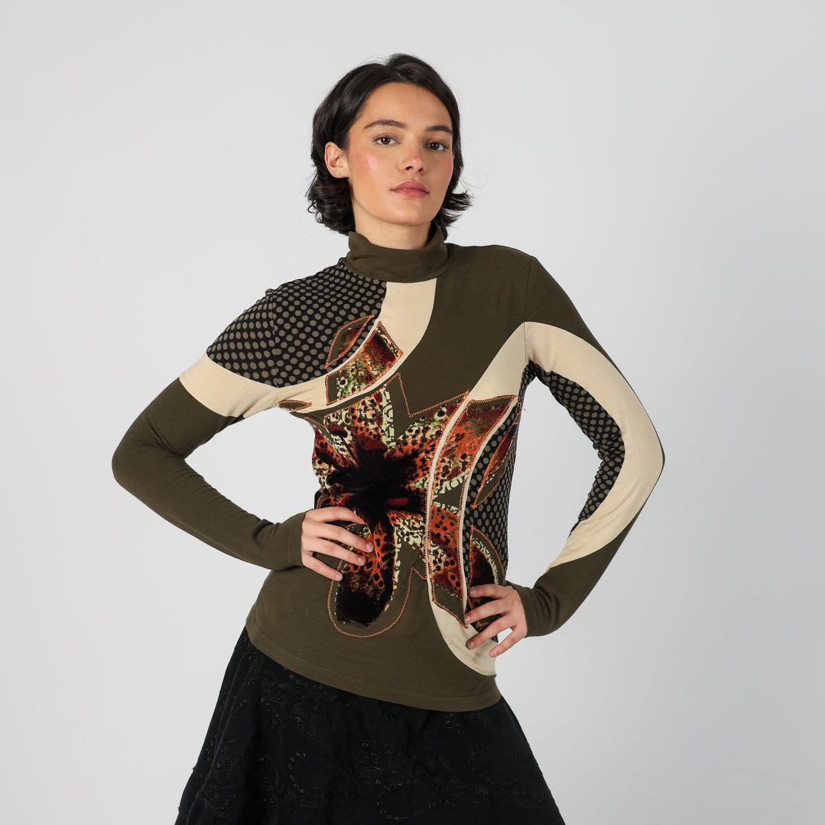 Dark Green Y2K PianuraStudio Long Sleeve Top (S)
