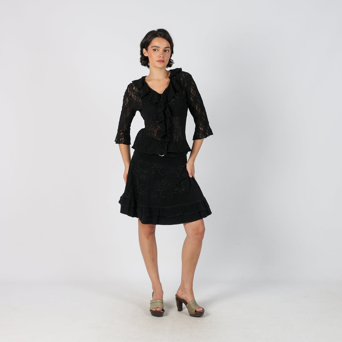 Black Y2K Cord Skirt (S)