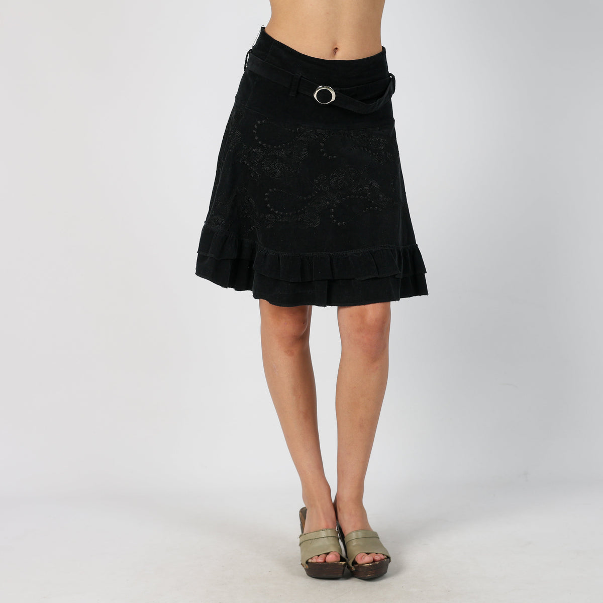 Black Y2K Cord Skirt (S)