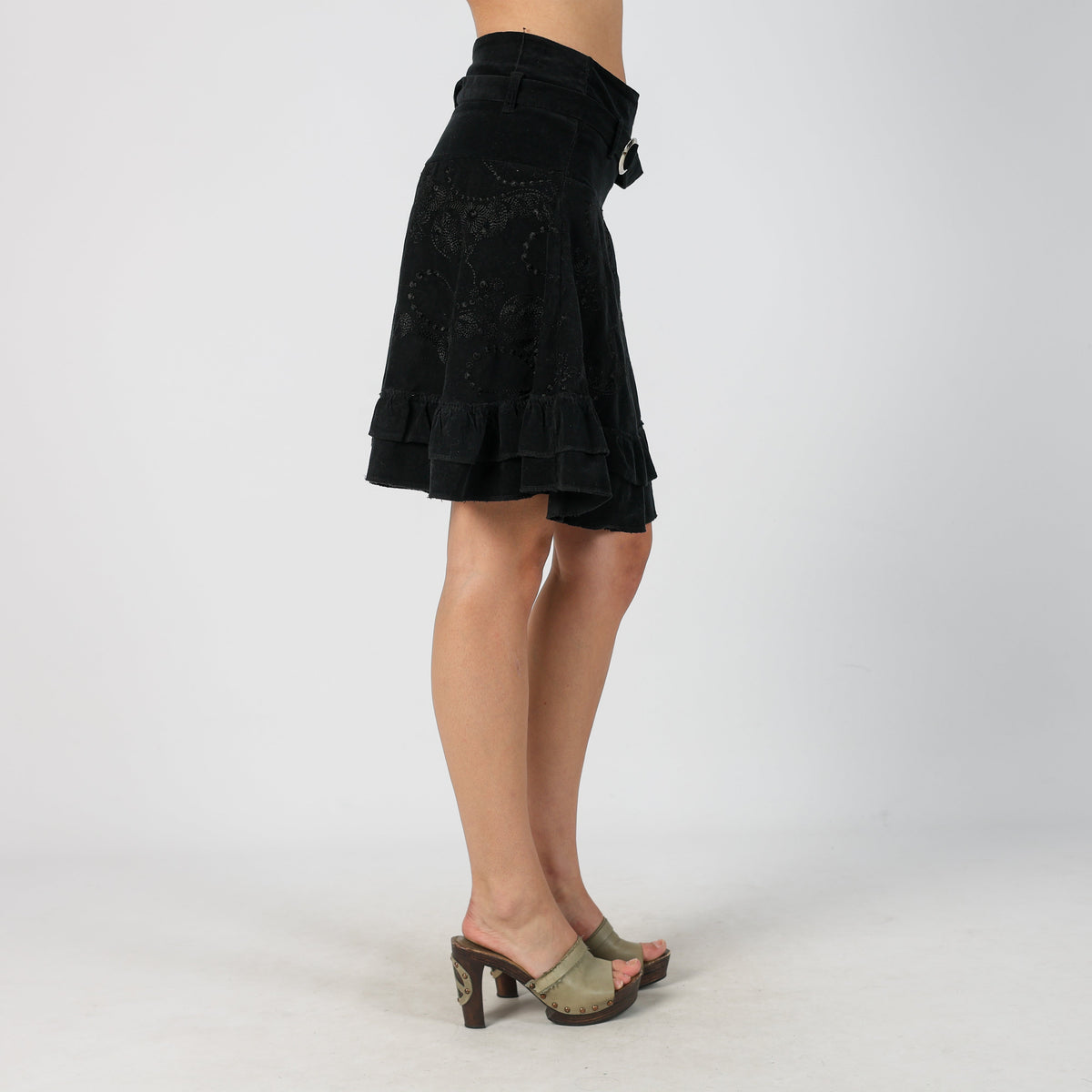 Black Y2K Cord Skirt (S)