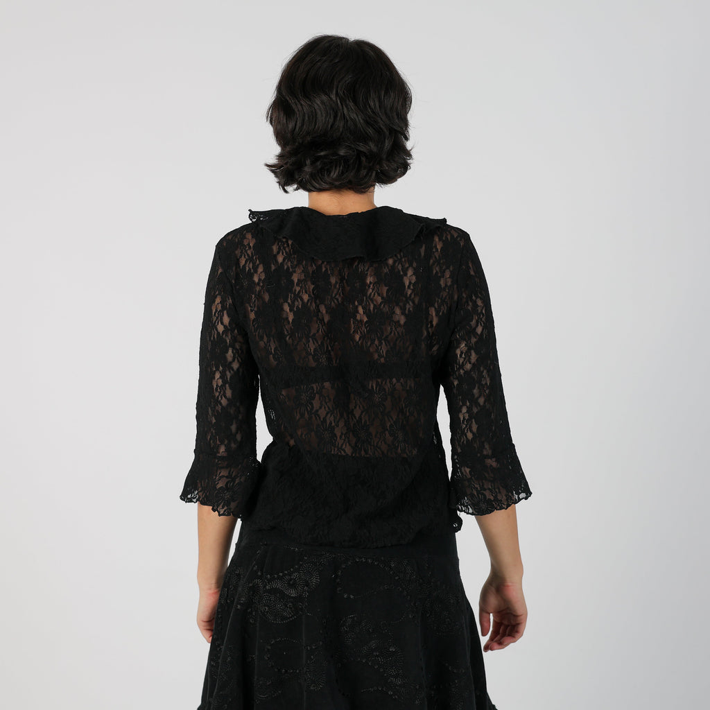 Black Y2K Lace Top (M)