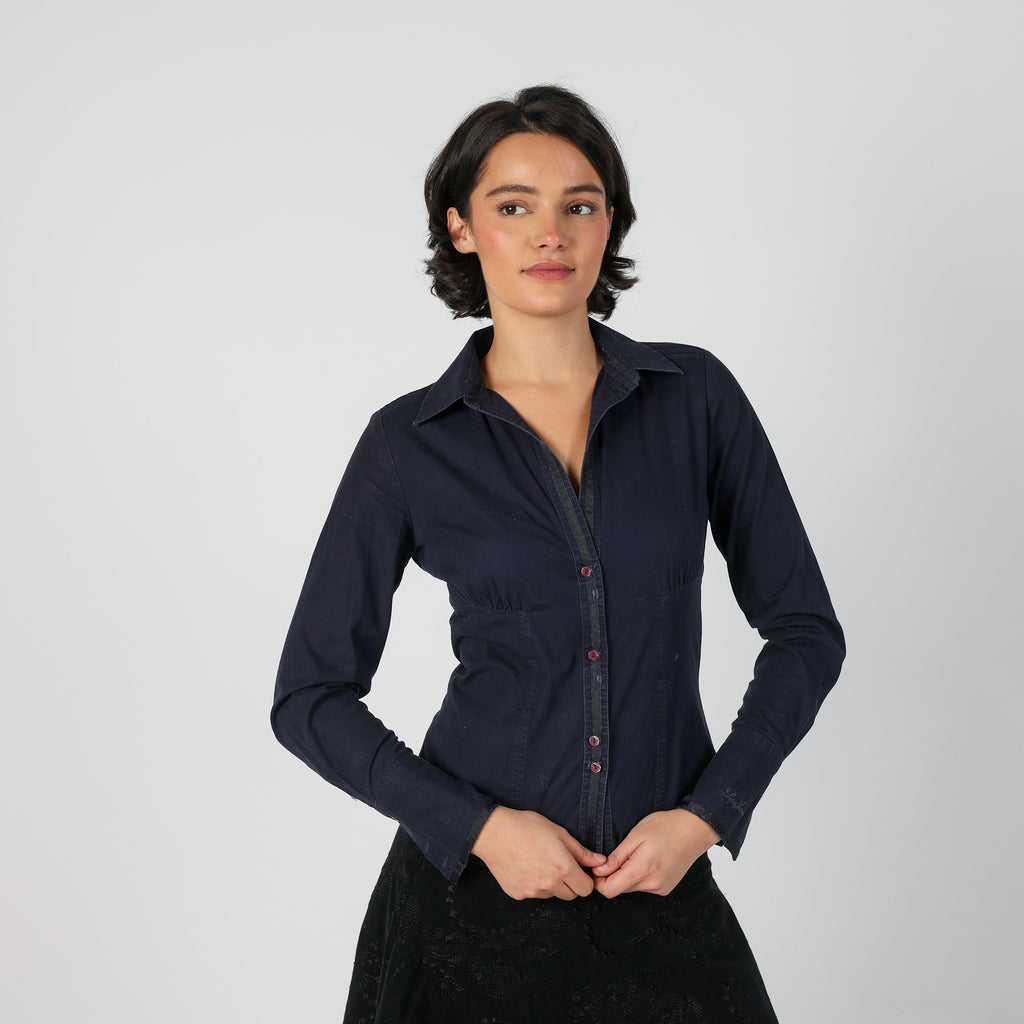 Navy Blue Y2K Pepe Jeans Blouse (S)
