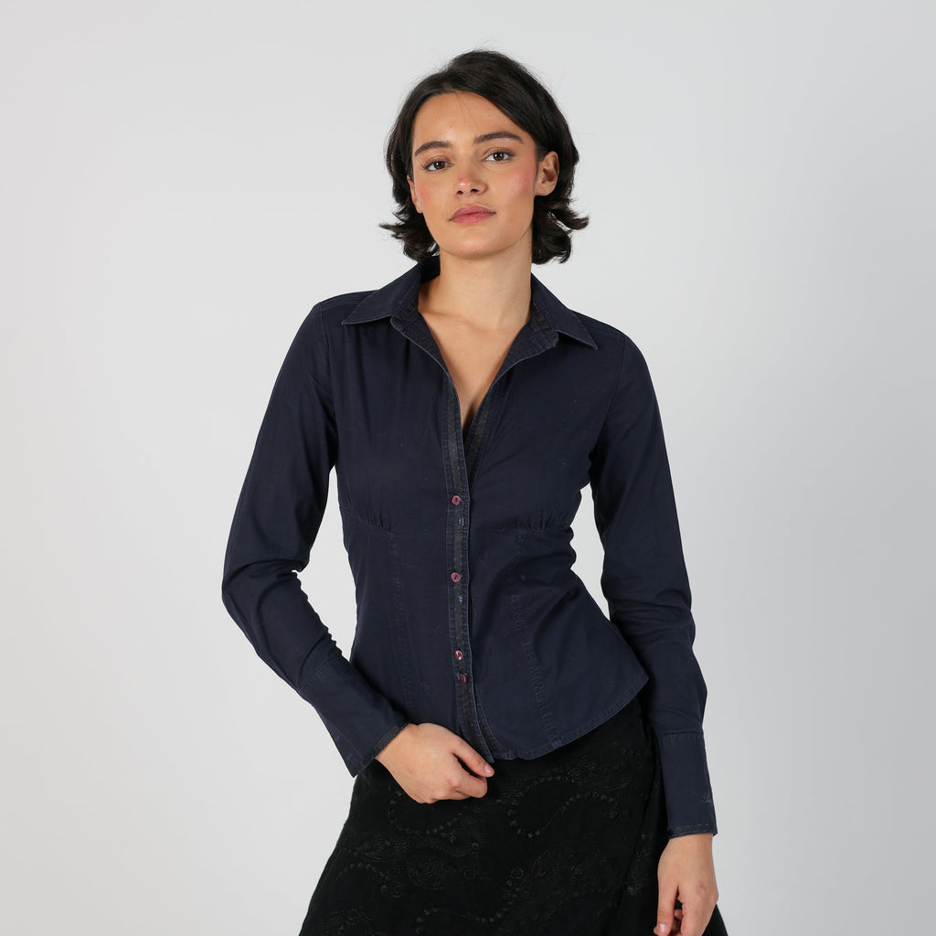 Navy Blue Y2K Pepe Jeans Blouse (S)