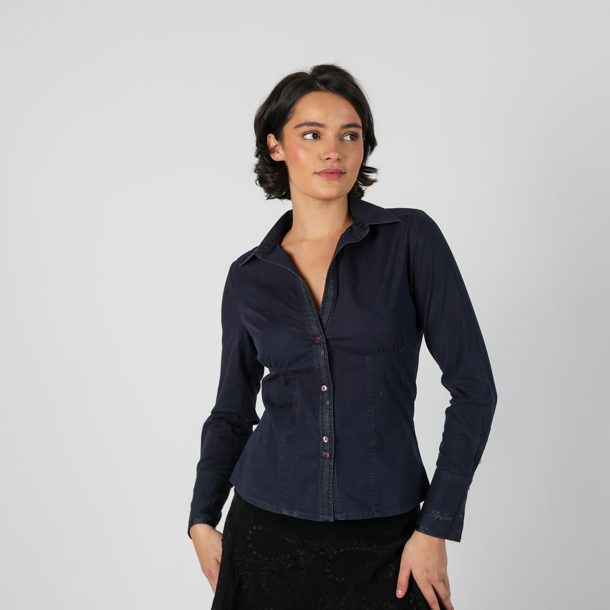 Navy Blue Y2K Pepe Jeans Blouse (S)