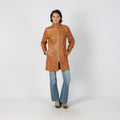 Tan Y2K Vera Pelle Leather Jacket (M)