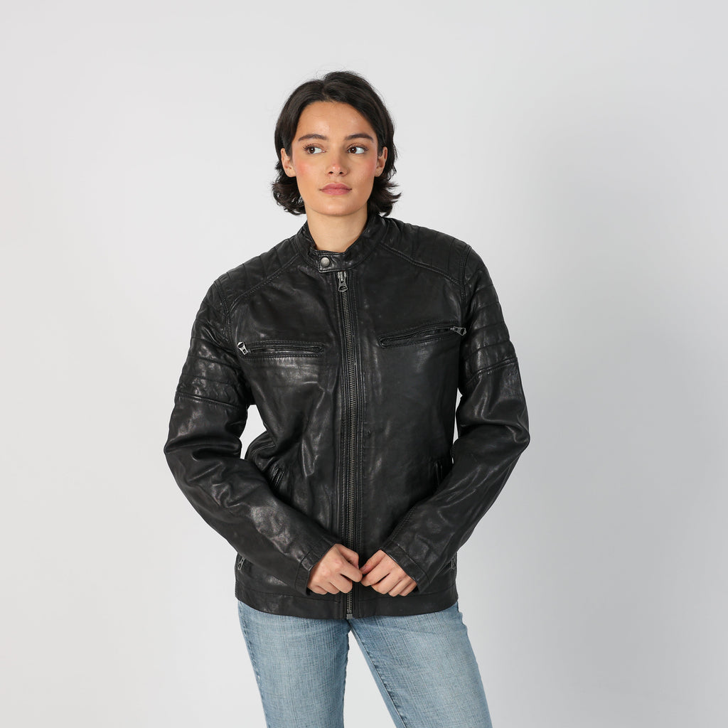 Black Y2K Pepe Jeans Leather Jacket (M)