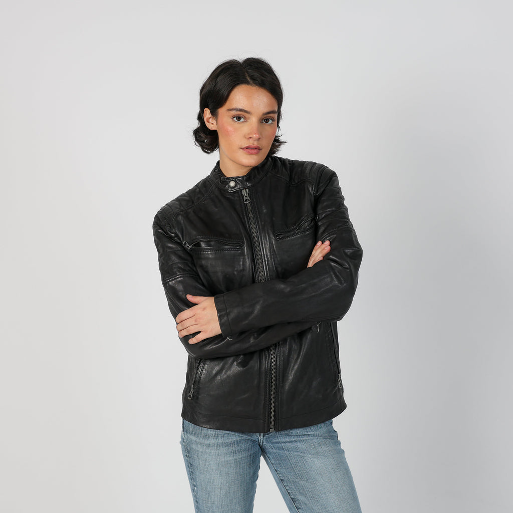 Black Y2K Pepe Jeans Leather Jacket (M)