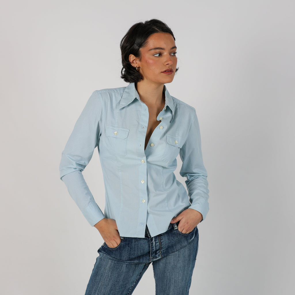 Light Blue Y2K Fila Shirt (M)
